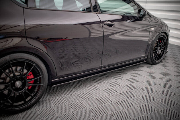 Seitenschweller Ansatz (Paar) passend für Seat Leon MK2 CUPRA / FR schwarz Hochglanz