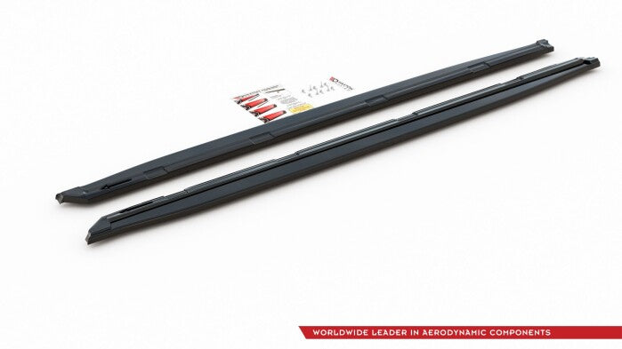 Seitenschweller Ansatz (Paar) passend für Skoda Kodiaq Sportline/RS Mk1 (Version mit Schmutzfängern) schwarz Hochglanz