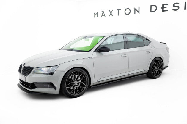 Seitenschweller Ansatz (Paar) passend für Skoda Superb Liftback / Combi Mk3 schwarz Hochglanz