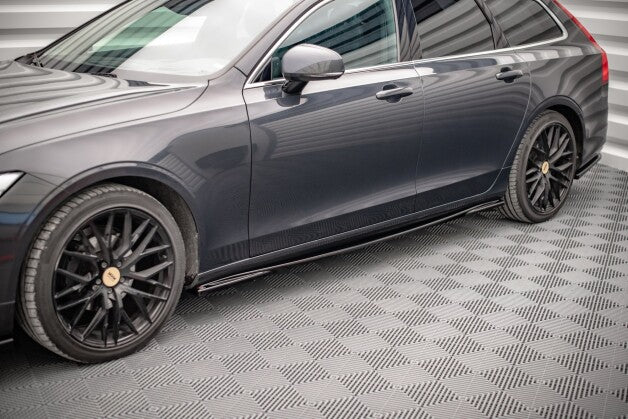 Seitenschweller Ansatz (Paar) passend für Volvo V90 Mk2 schwarz Hochglanz