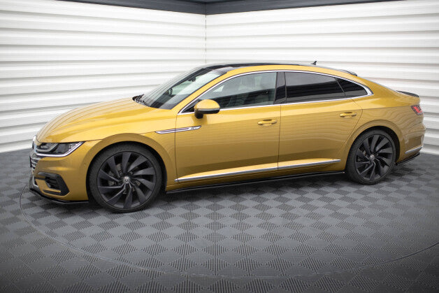 Seitenschweller Ansatz (Paar) passend für VW Arteon R-Line Limousine / Shooting Brake Mk1 schwarz Hochglanz