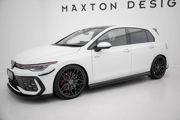 Seitenschweller Ansatz (Paar) passend für VW Golf GTI / GTE / GTI Clubsport / GTD / R-Line Mk8 schwarz Hochglanz