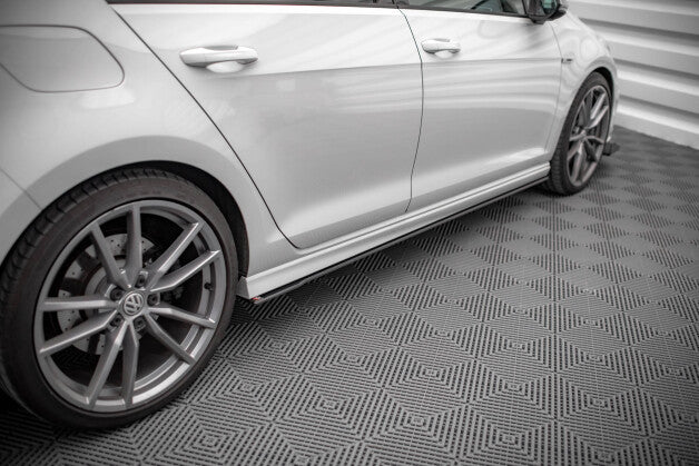 Seitenschweller Ansatz (Paar) passend für VW Golf R Mk7 schwarz matt