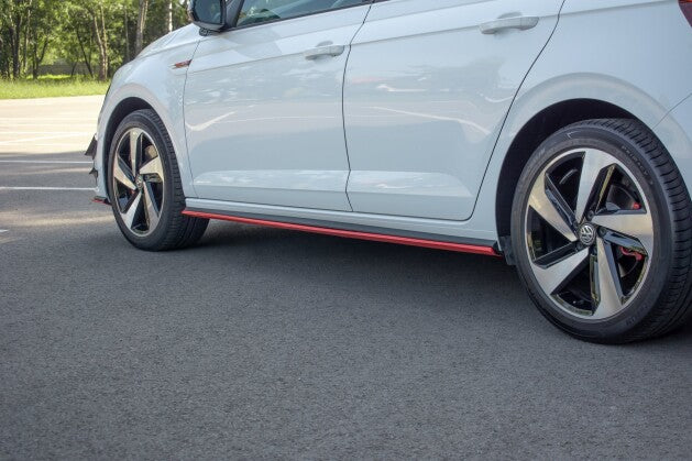 Seitenschweller Ansatz (Paar) passend für VW Polo GTI / R-line Mk6 rot Hochglanz