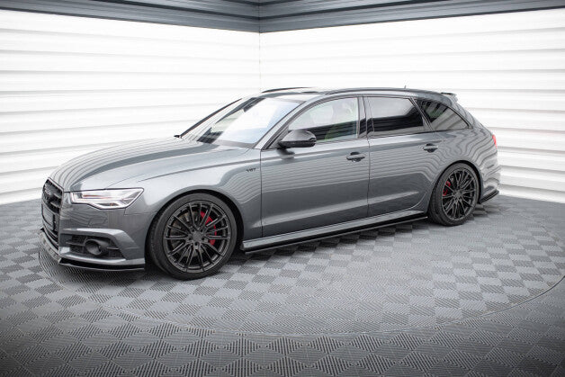 Seitenschweller Ansatz (Paar) V.1 passend für Audi A6 / A6 C7 S-line/ S6 C7 FL schwarz Hochglanz (4251937804391)