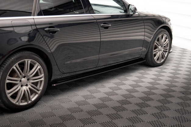 Seitenschweller Ansatz (Paar) V.1 passend für Audi A6 C7 schwarz Hochglanz