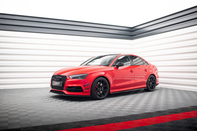Seitenschweller Ansatz (Paar) V.1 passend für Audi S3 / A3 S-Line 8V / 8V FL Limousine schwarz Hochglanz