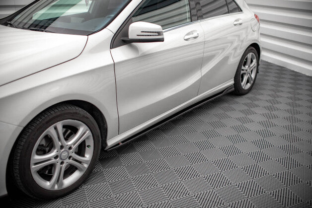 Seitenschweller Ansatz (Paar) V.1 passend für Mercedes A W176 schwarz Hochglanz