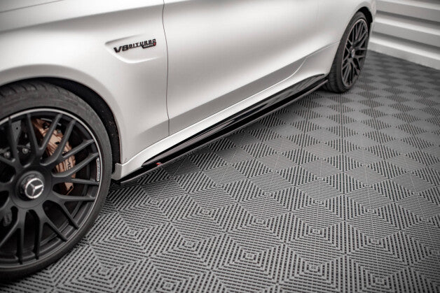 Seitenschweller Ansatz (Paar) V.1 passend für Mercedes-AMG C 63 AMG Coupe C205 FL schwarz Hochglanz