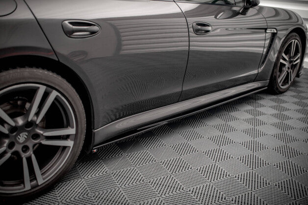 Seitenschweller Ansatz (Paar) V.1 passend für Porsche Panamera / Panamera Diesel / Panamera Turbo 970 schwarz Hochglanz