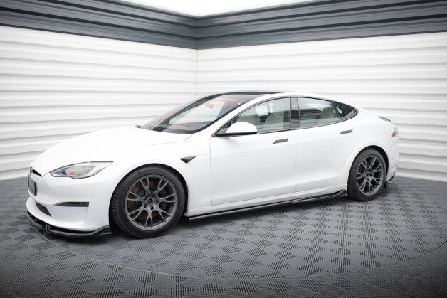 Seitenschweller Ansatz (Paar) V.1 passend für Tesla Model S Plaid Mk1 FL schwarz Hochglanz