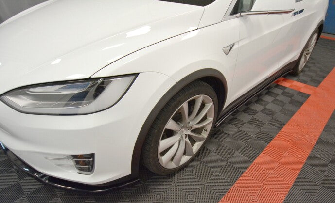 Seitenschweller Ansatz (Paar) V.1 passend für Tesla Model X Mk1 schwarz Hochglanz