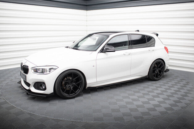 Seitenschweller Ansatz (Paar) V.2 + Flaps passend für BMW 1er F20 M135i / M140i / M-Paket schwarz Hochglanz