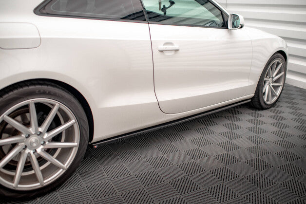 Seitenschweller Ansatz (Paar) V.2 passend für Audi A5 / A5 S-Line / S5 Coupe 8T schwarz Hochglanz