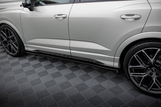 Seitenschweller Ansatz (Paar) V.2 passend für Audi Q3 S-Line / RSQ3 Sportback / SUV F3 schwarz Hochglanz