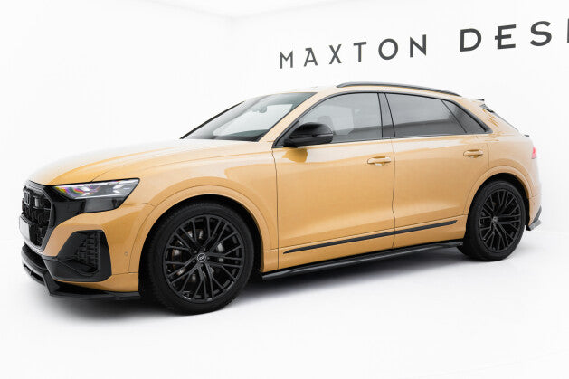 Seitenschweller Ansatz (Paar) V.2 passend für Audi Q8 Mk1 FL schwarz Hochglanz