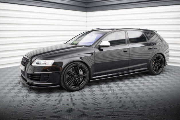 Seitenschweller Ansatz (Paar) V.2 passend für Audi RS6 Avant C6 schwarz Hochglanz