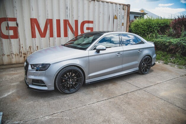 Seitenschweller Ansatz (Paar) V.2 passend für Audi S3 / A3 S-Line Limousine 8V FL schwarz Hochglanz