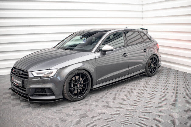 Seitenschweller Ansatz (Paar) V.2 passend für Audi S3 / A3 S-Line Sportback 8V / 8V FL schwarz Hochglanz