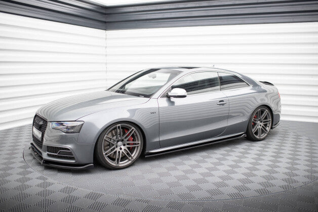 Seitenschweller Ansatz (Paar) V.2 passend für Audi S5 / A5 S-Line Coupe 8T schwarz Hochglanz