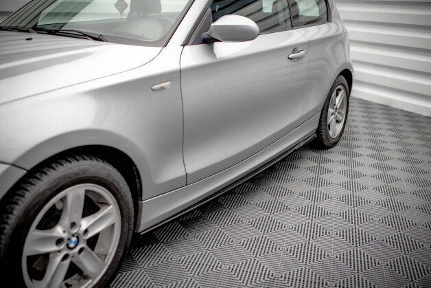 Seitenschweller Ansatz (Paar) V.2 passend für BMW 1er E81 FL schwarz Hochglanz