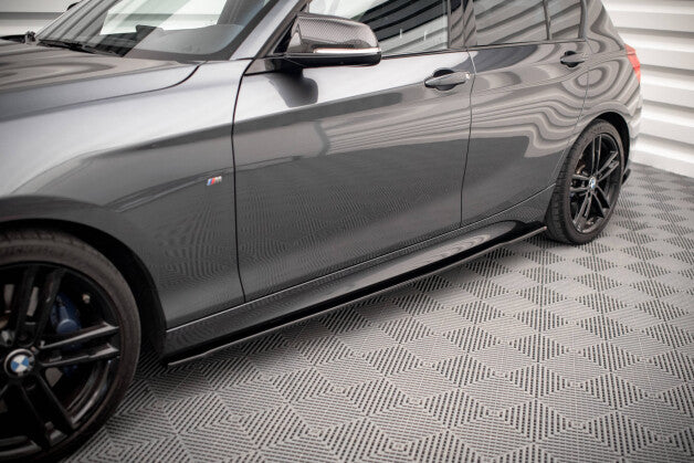 Seitenschweller Ansatz (Paar) V.2 passend für. BMW 1er M135i / M140i / M-Paket F20 schwarz Hochglanz