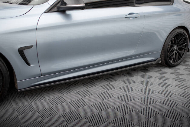 Seitenschweller Ansatz (Paar) V.2 passend für BMW 4er Coupe / Gran Coupe / Cabrio M-Paket F32 / F36 / F33 schwarz Hochglanz