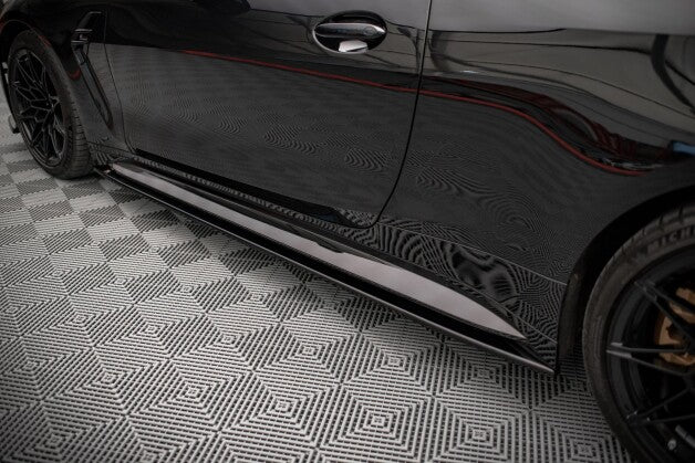 Seitenschweller Ansatz (Paar) V.2 passend für BMW M4 G82 / G82 FL schwarz Hochglanz