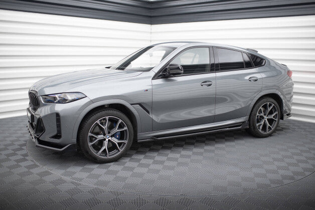 Seitenschweller Ansatz (Paar) V.2 passend für BMW X6 M-Paket G06 FL schwarz Hochglanz