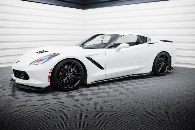 Seitenschweller Ansatz (Paar) V.2 passend für Chevrolet Corvette Stingray C7 schwarz Hochglanz