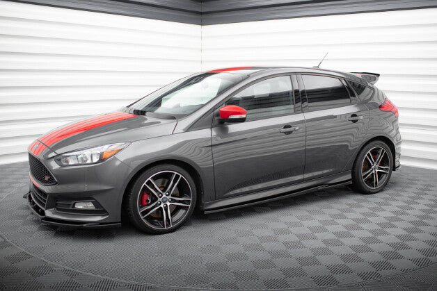 Seitenschweller Ansatz (Paar) V.2 passend für Ford Focus ST Mk3 schwarz Hochglanz