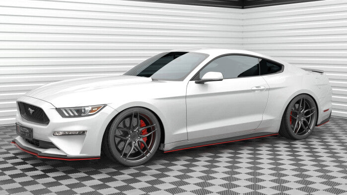 Seitenschweller Ansatz (Paar) V.2 passend für Ford Mustang Mk6 FL rot Hochglanz
