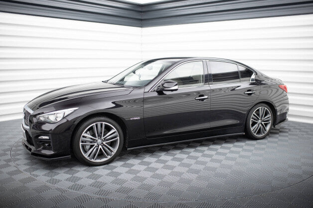 Seitenschweller Ansatz (Paar) V.2 passend für Infiniti Q50 S Mk1 schwarz Hochglanz