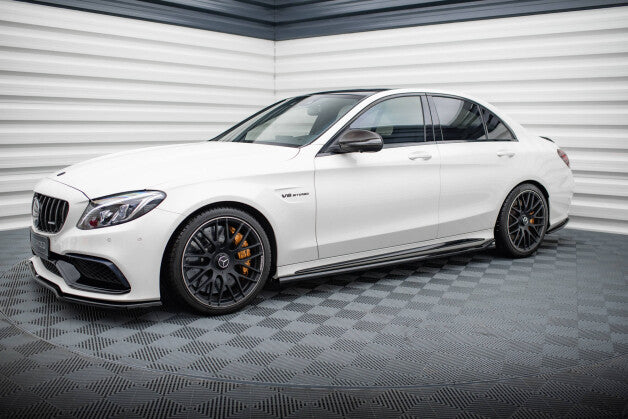 Seitenschweller Ansatz (Paar) V.2 passend für Mercedes-AMG C63 Limousine / Kombi W205 / S205 schwarz Hochglanz