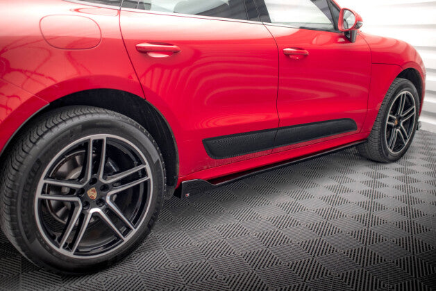 Seitenschweller Ansatz (Paar) V.2 passend für Porsche Macan Mk1 schwarz Hochglanz