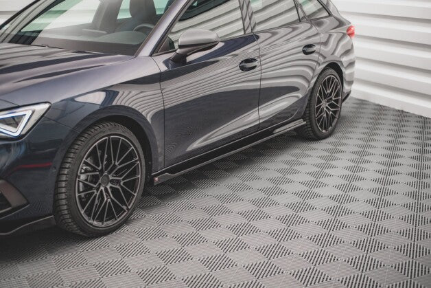 Seitenschweller Ansatz (Paar) V.2 passend für Seat Leon FR ST / Hatchback Mk4 / CUPRA Leon ST / Hatchback Mk1 / Mk1 FL schwarz Hochglanz