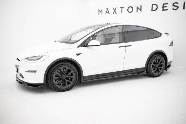 Seitenschweller Ansatz (Paar) V.2 passend für Tesla Model X Mk1 FL schwarz Hochglanz