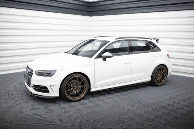 Seitenschweller Ansatz (Paar) V.3 passend für Audi S3 / A3 S-Line Sportback 8V / 8V FL schwarz Hochglanz
