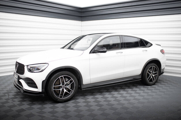 Seitenschweller Ansatz (Paar) V.3 passend für Mercedes GLC Coupe AMG-Line C253 schwarz Hochglanz
