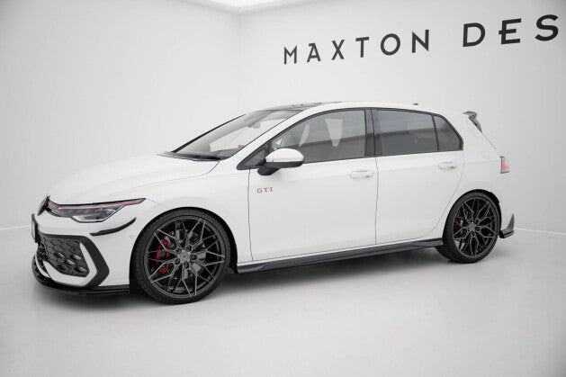 Seitenschweller Ansatz (Paar) V.3 passend für VW Golf GTI / GTE / GTI Clubsport / GTD / R-Line Mk8 schwarz Hochglanz