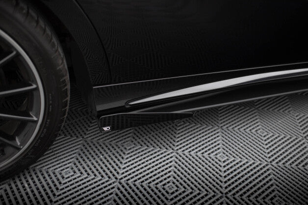 Seitenschweller Flaps passend für Mercedes A AMG-Line W176 FL schwarz Hochglanz